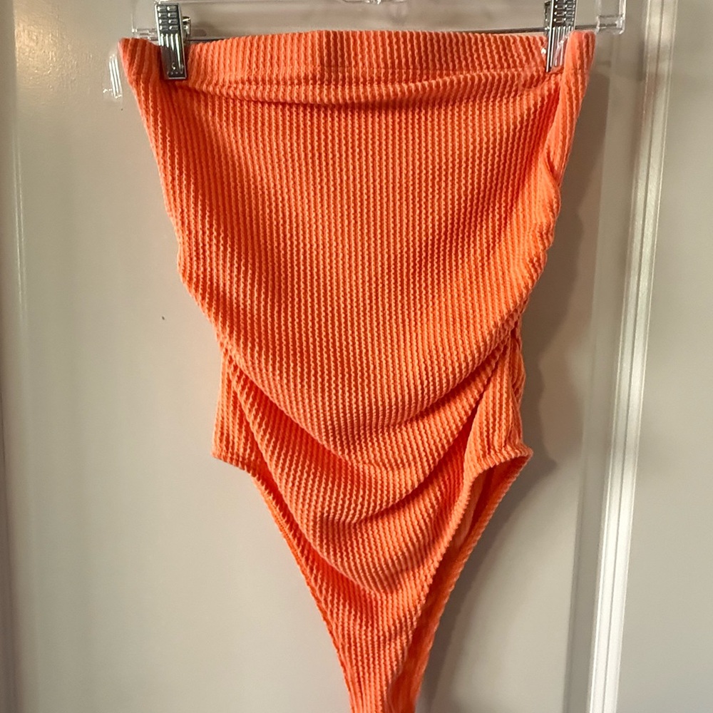 Fashion Nova Orange Ribbed Bodysuit